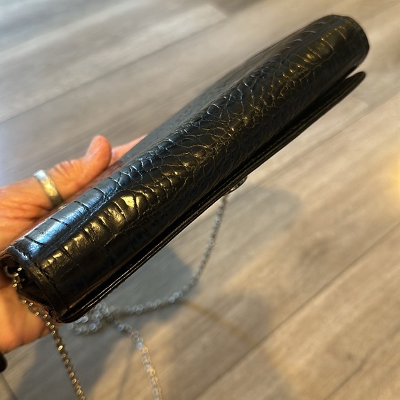 Brighton black leather wallet crossbody with silver hardware. - Picture 6 of 13